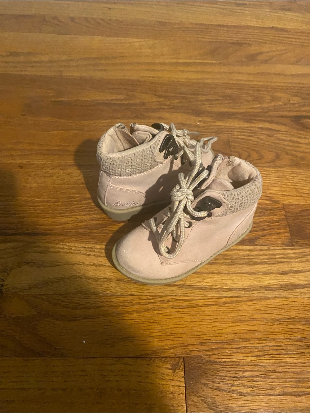 Blowfish Light Pink Knit-Cuff Lace-Up Kids Boots